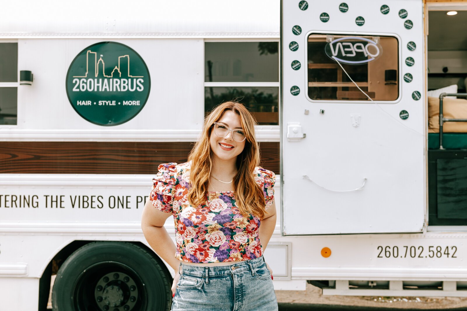 Owner Beth Morken in front of the 260HairBus, which she renovated herself.