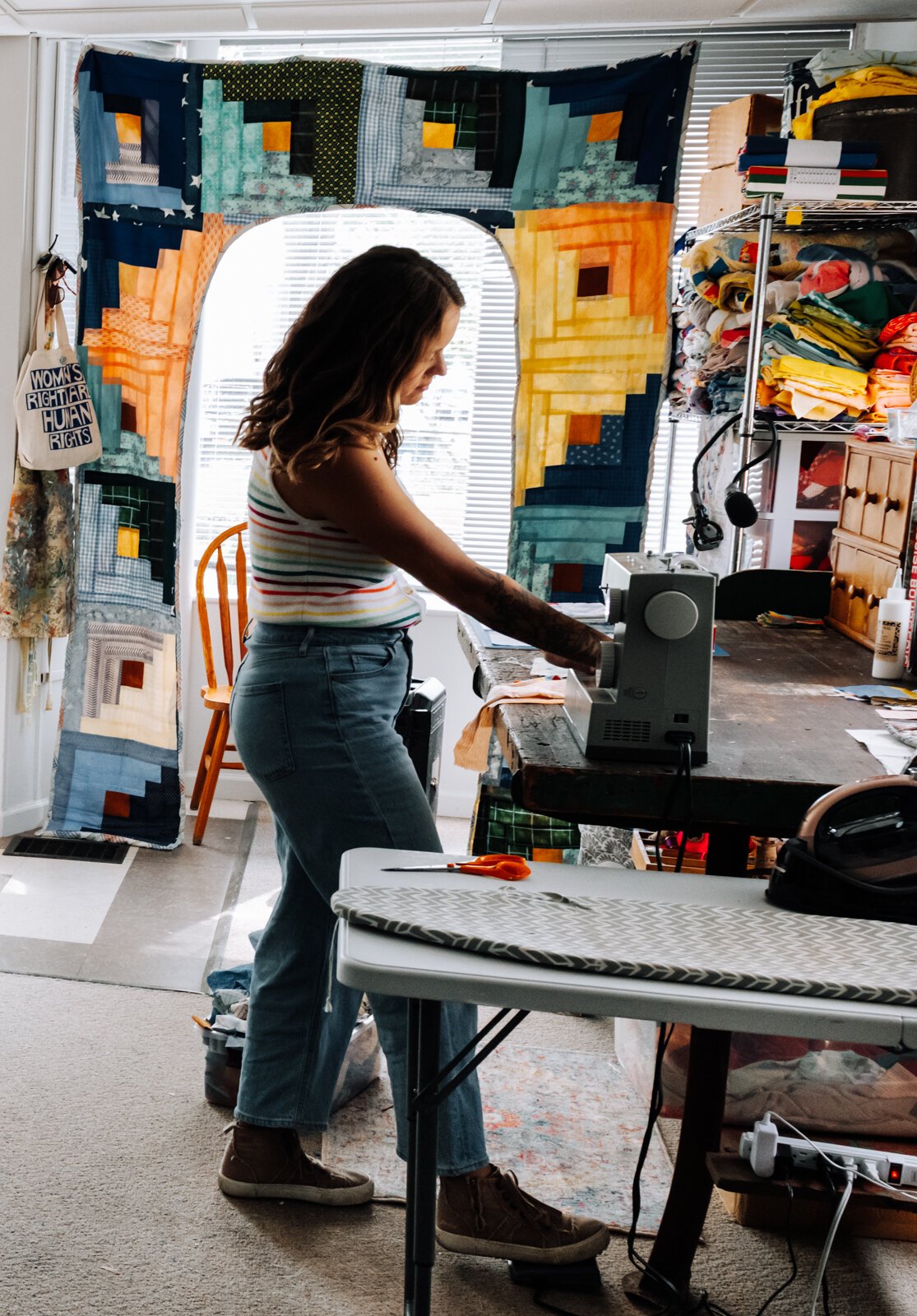Kaylan Buteyn in her studio workspace at Kinhouse Gallery.