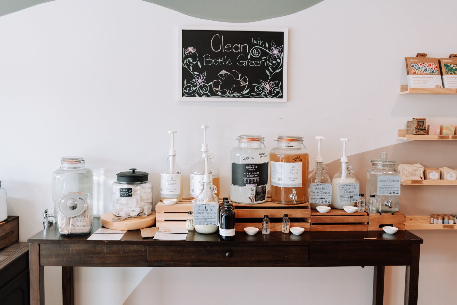 The cleaning station at Bottle Green Refillery.