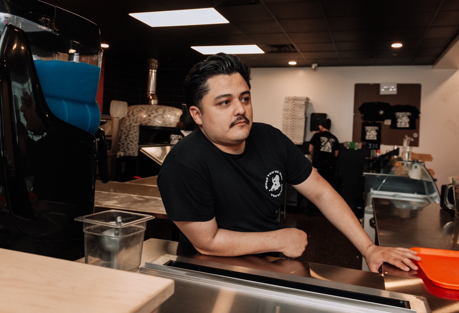 Co-owner of Papi's Pizza Johnny Perez during the Creator Space 1 Year Bash at Papi's Pizza on The Landing in Fort Wayne, IN.