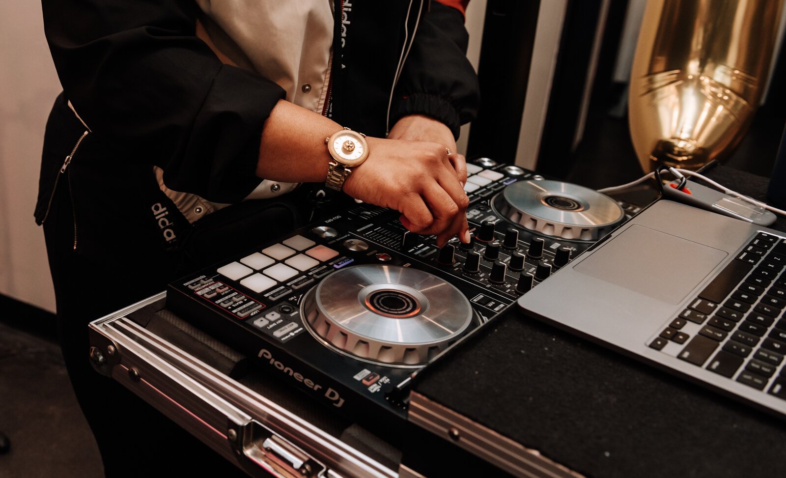 DJ SheCutIt during the Creator Space 1 Year Bash at Papi's Pizza.