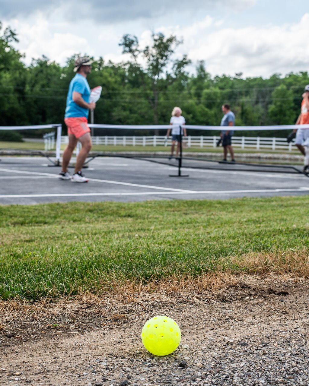 Friends gather to play at Hileman Farms, which features 5 private pickleball courts.