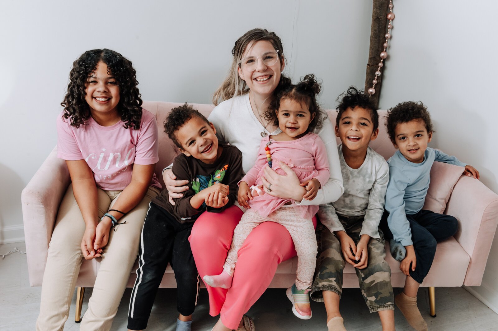 Owner and founder Grayce Holloway pictured with her children from left: Makenzie, 11, Zaden, 5, Mia, 1, Eizajah, 6, and Benjamin, 3 at Icing for Izaac.
