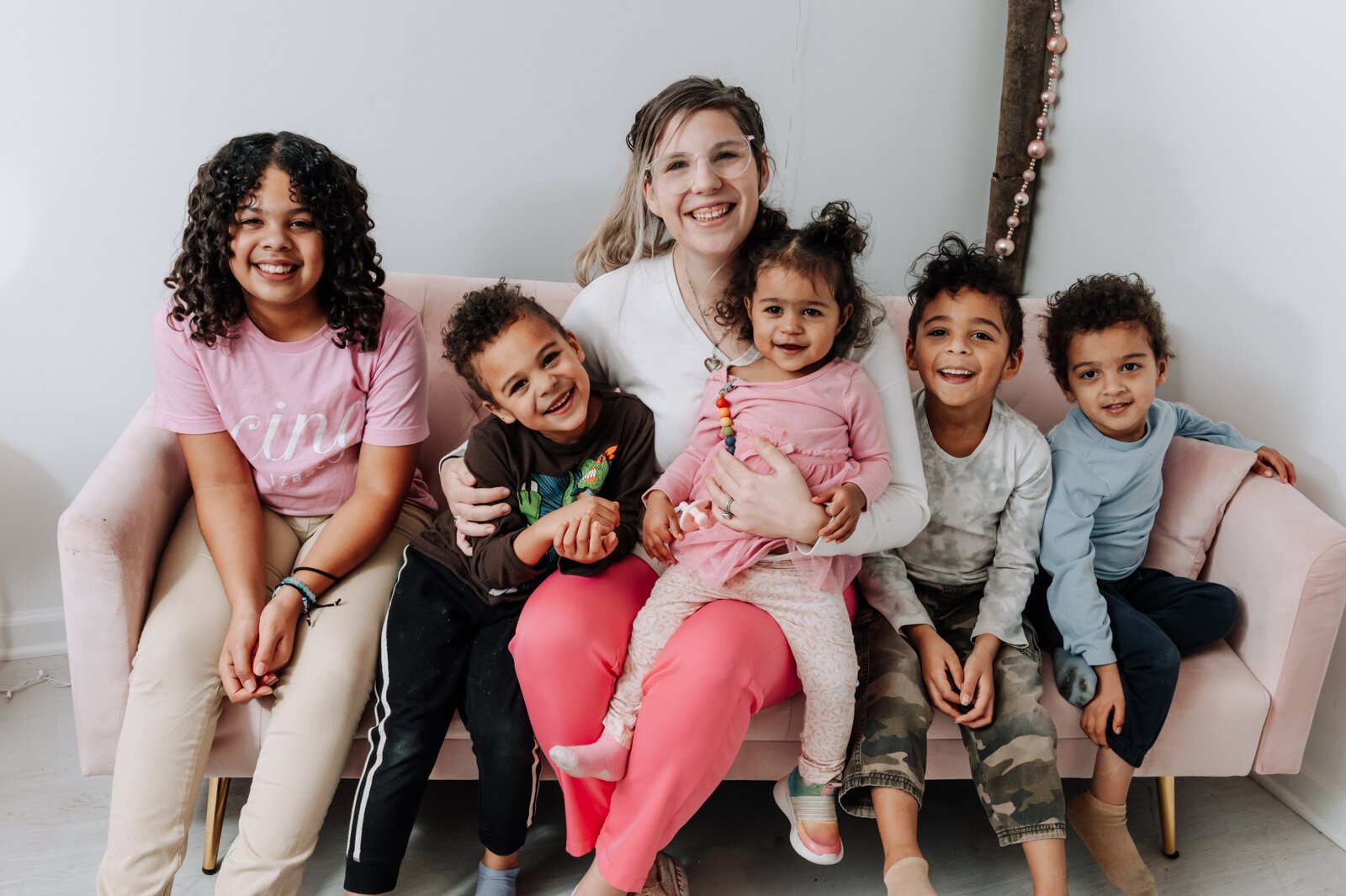 Owner and founder Grayce Holloway pictured with her children from left: Makenzie, 11, Zaden, 5, Mia, 1, Eizajah, 6, and Benjamin, 3 at Icing for Izaac.