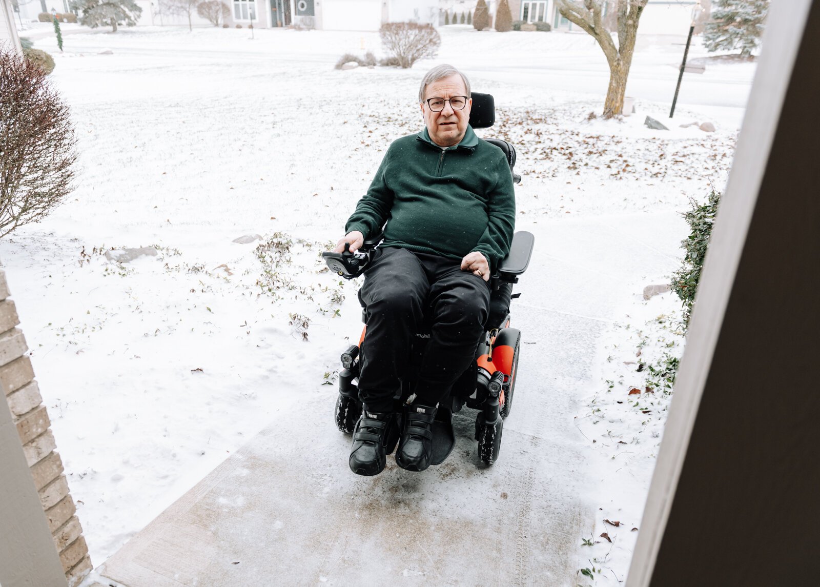 Ron Duchovic's home originally had a step at the entrance but was later modified, making it easier for him to enter his home.