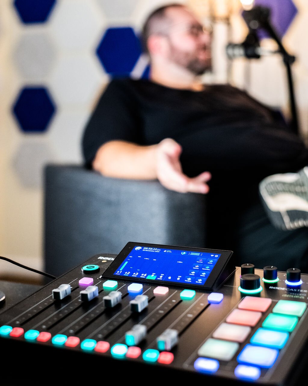 Shane Waters in his Wabash-based podcast studio.v