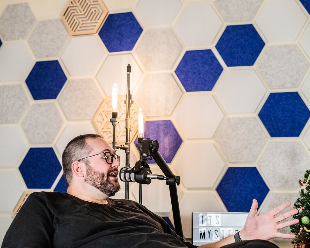 Shane Waters in his Wabash-based podcast studio.