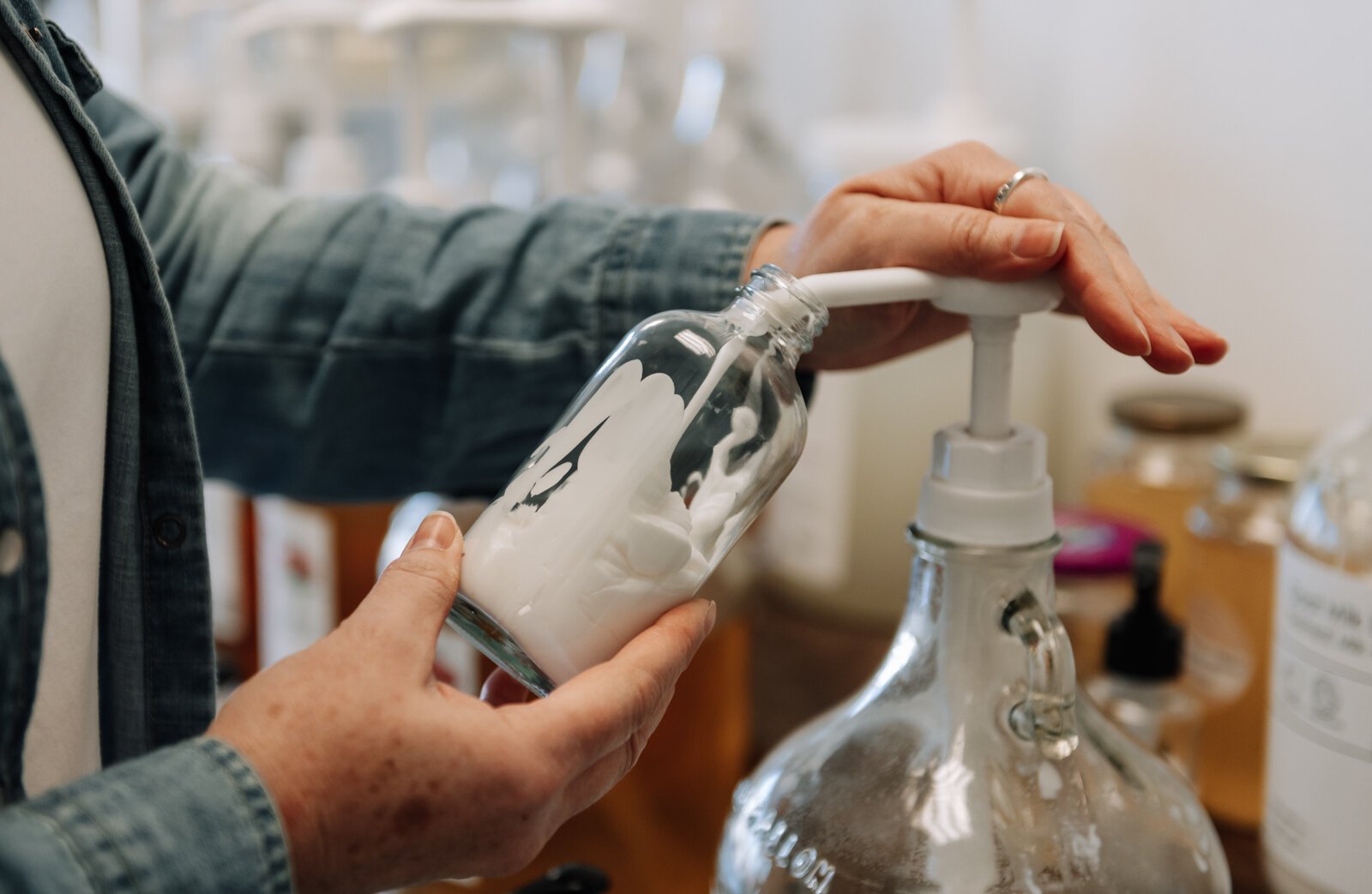 Vessel Refillery FW Owner Heather Eracleous pumps coconut, lime and verbena Goat Milk Lotion.