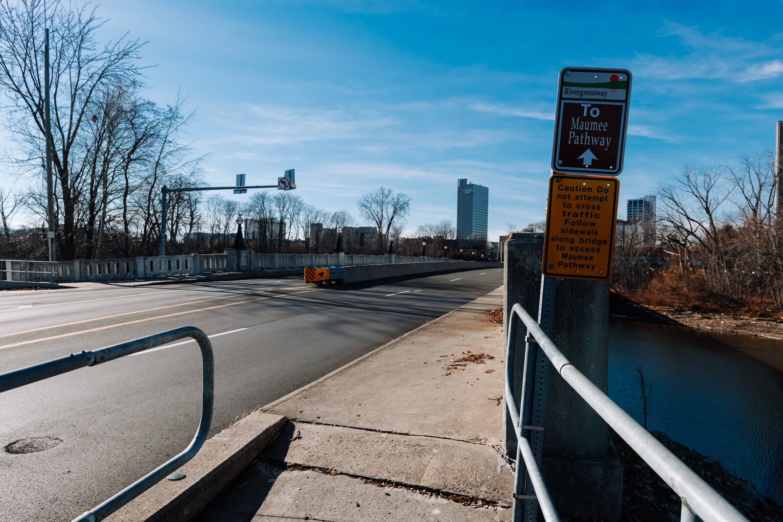 Navigating the bridge and area around Columbia Avenue & Saint Joe Boulevard can be very dangerous for anyone needing to use the bridge or access the Rivergreenway, due to the small sidewalks and the proximity of traffic.