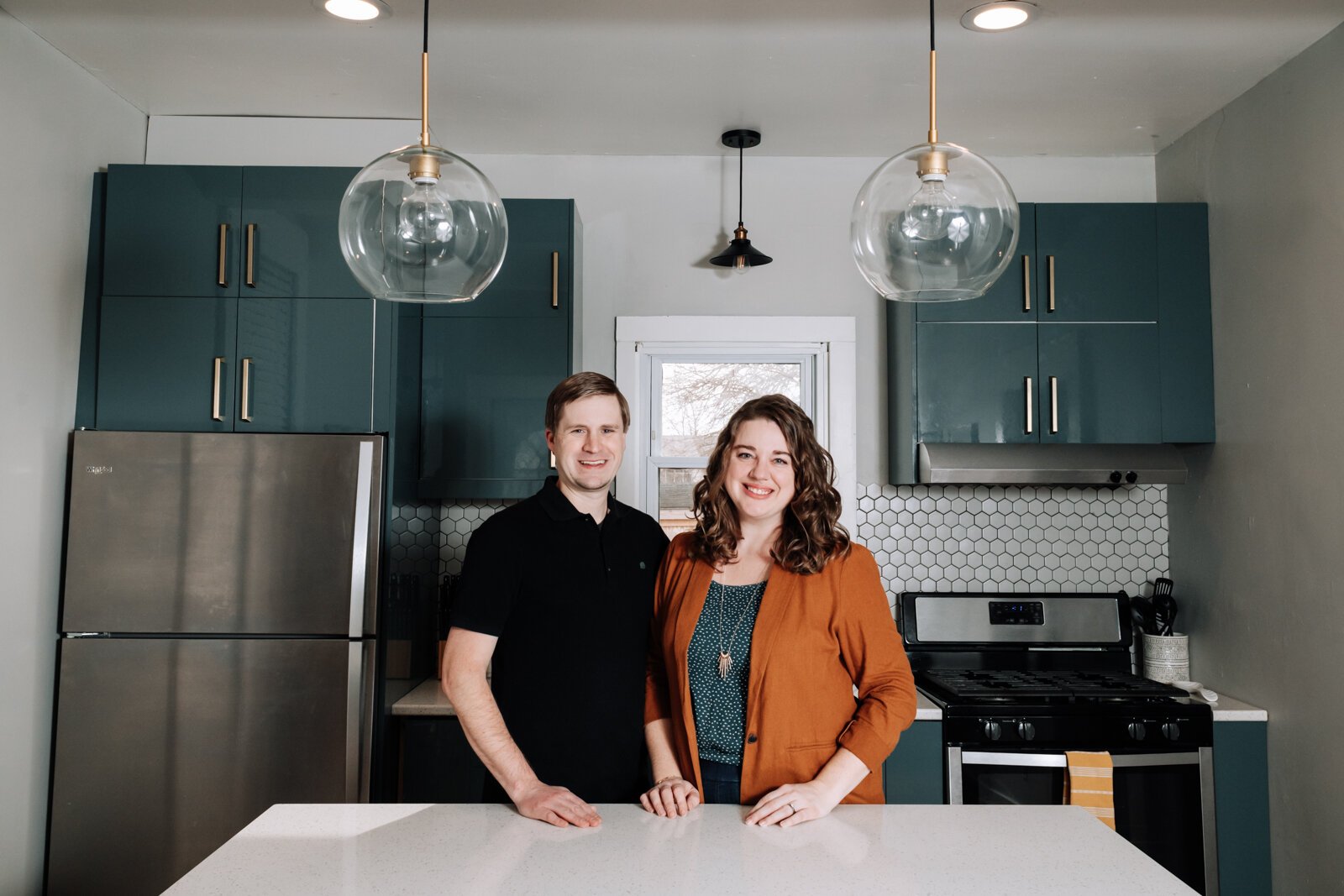 Kelley and Ryan Benton in the Fort Wayne property they rent out on Airbnb.