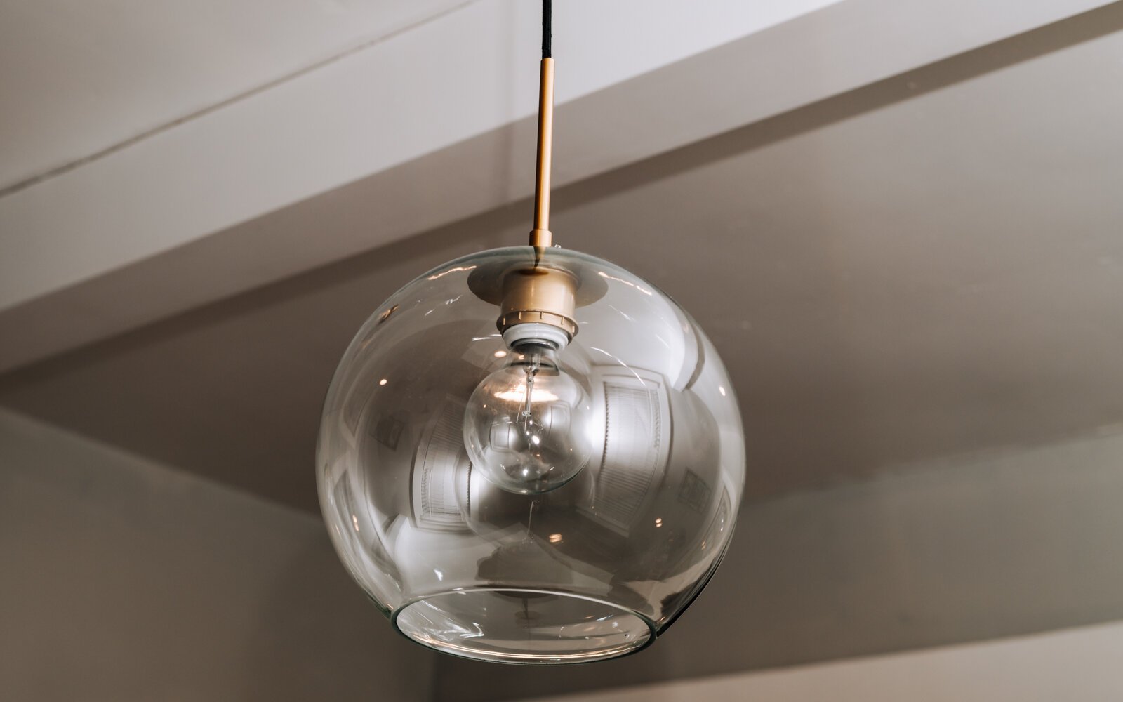 Pendant lighting in the kitchen at the Airbnb.