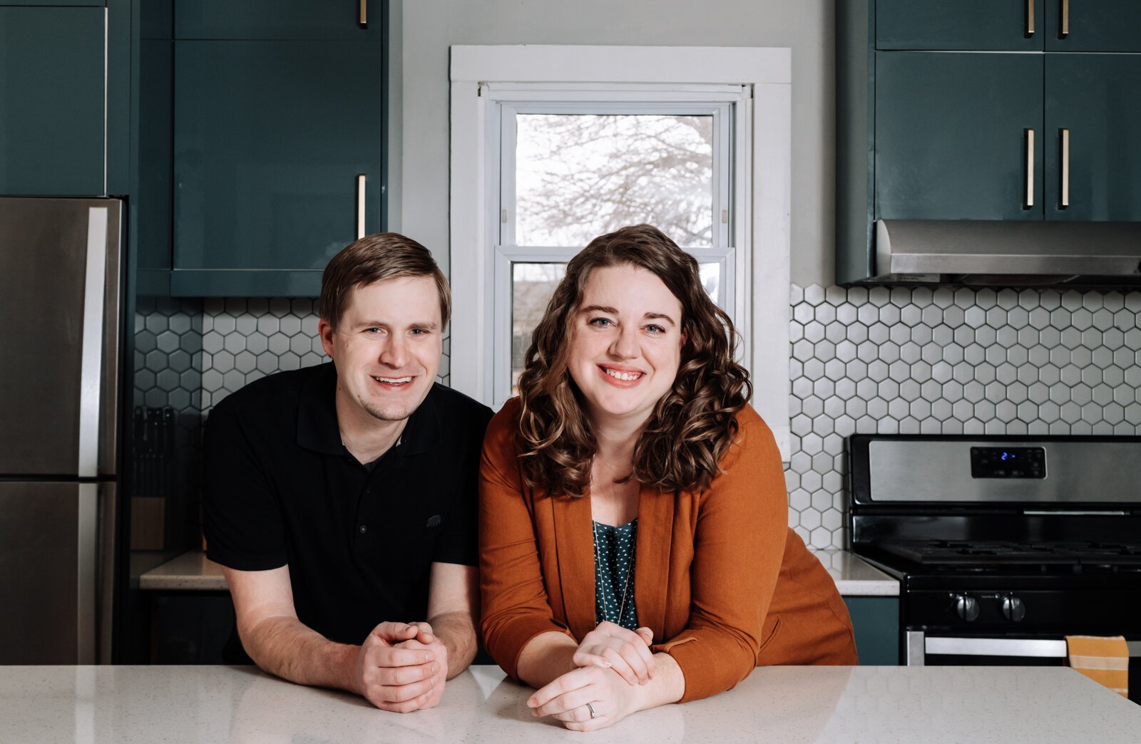 Kelley and Ryan Benton in the Fort Wayne property they rent out on Airbnb.