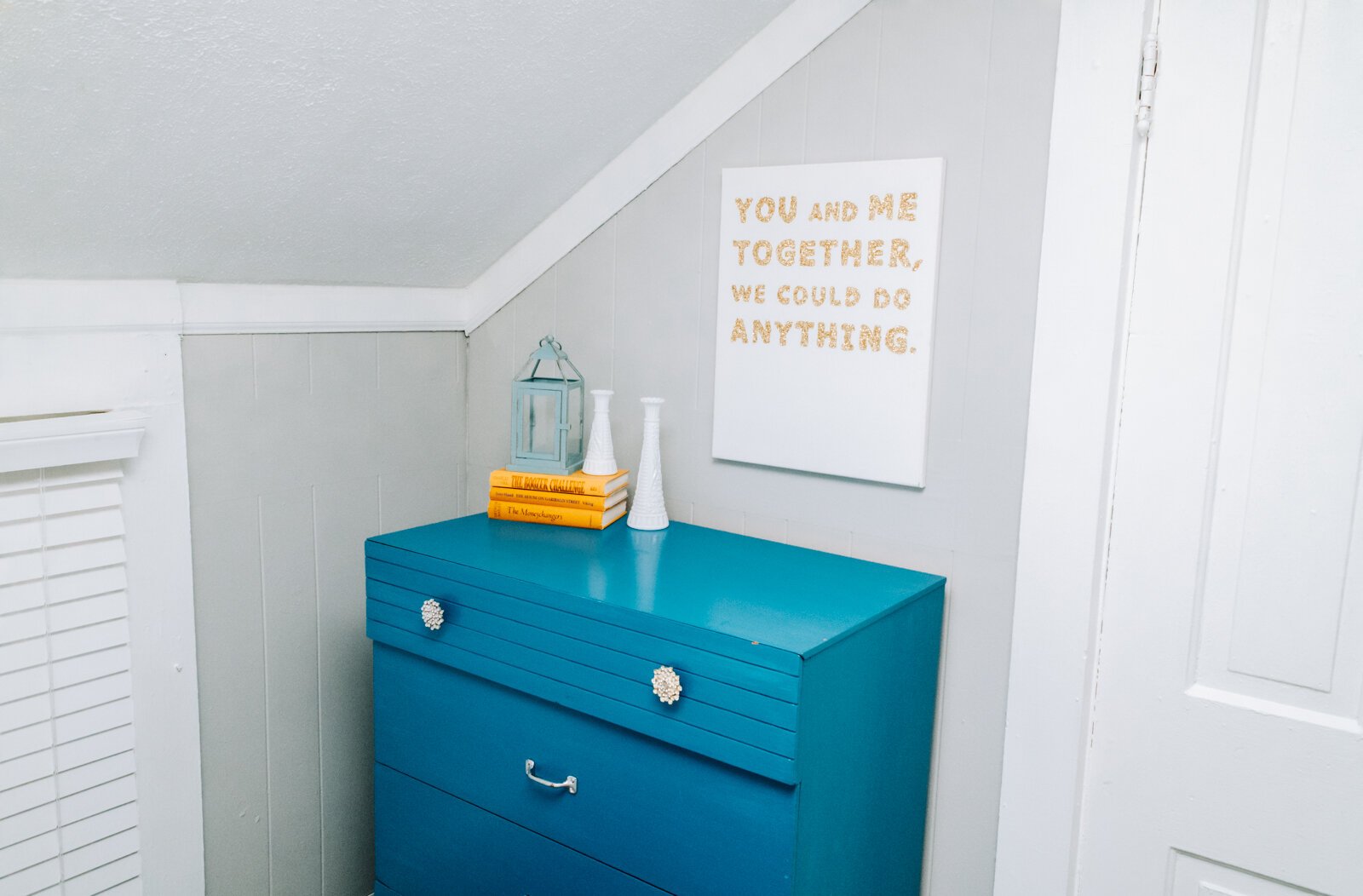 Nightstand decor and a pop of color in one of the guest bedrooms.