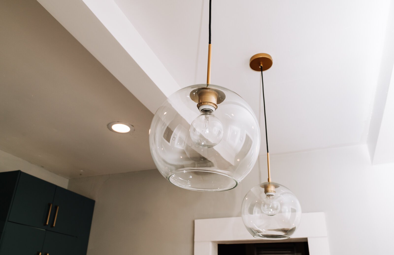 Pendant lighting in the kitchen at the Airbnb.