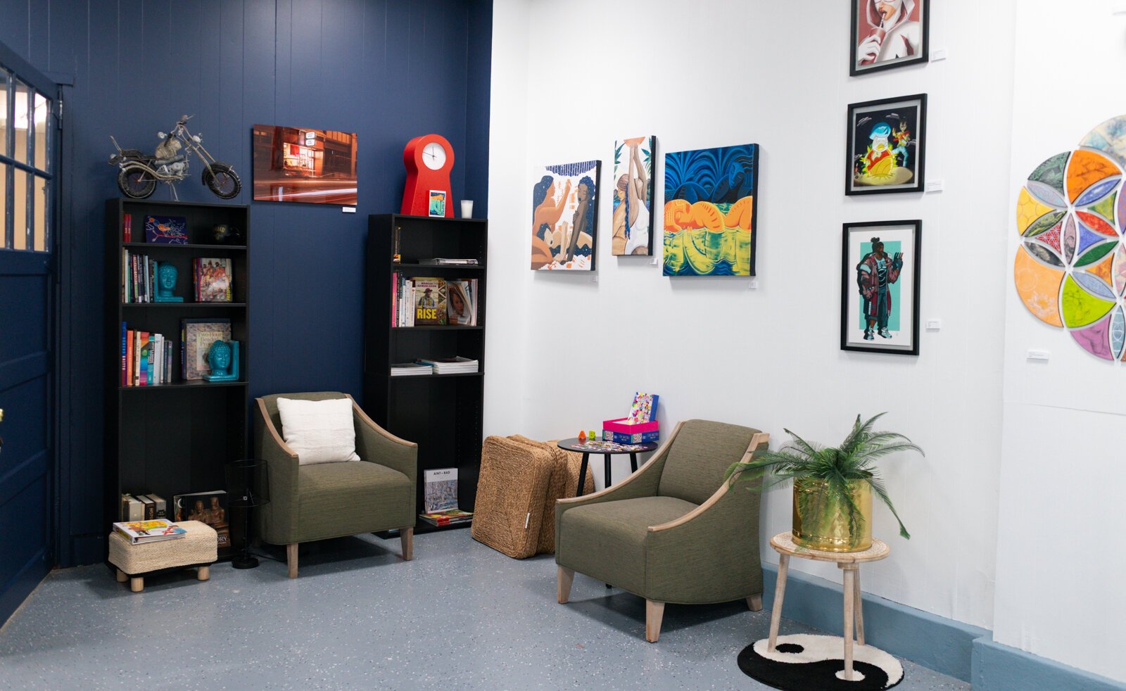 The library area at BIPOCA Incubator and Gallery