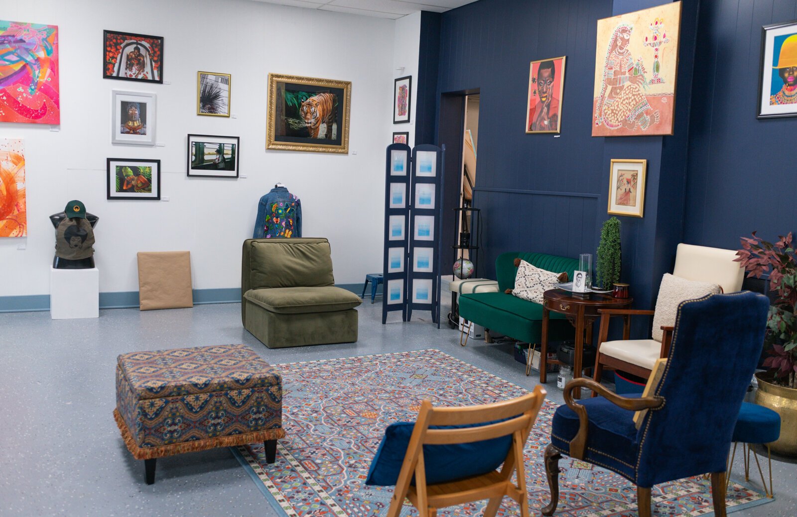 The living room area at BIPOCA Incubator and Gallery