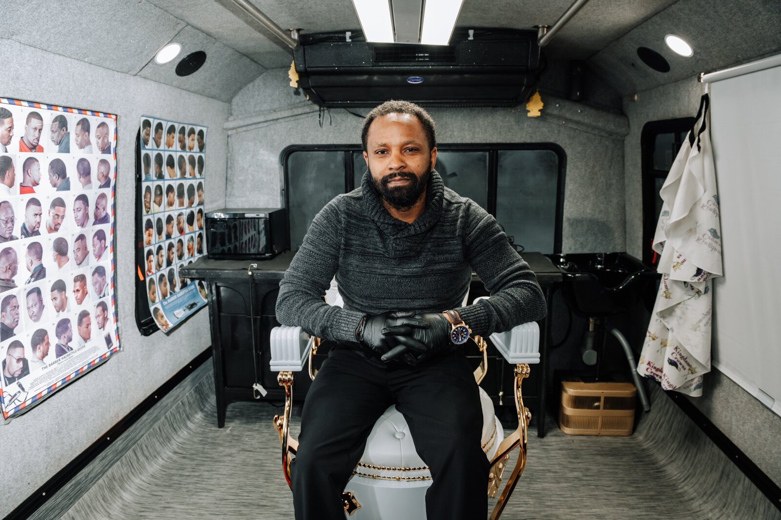 Portrait of Elgien Richardson, owner of Kingdom Crowns Mobile Barbershop.