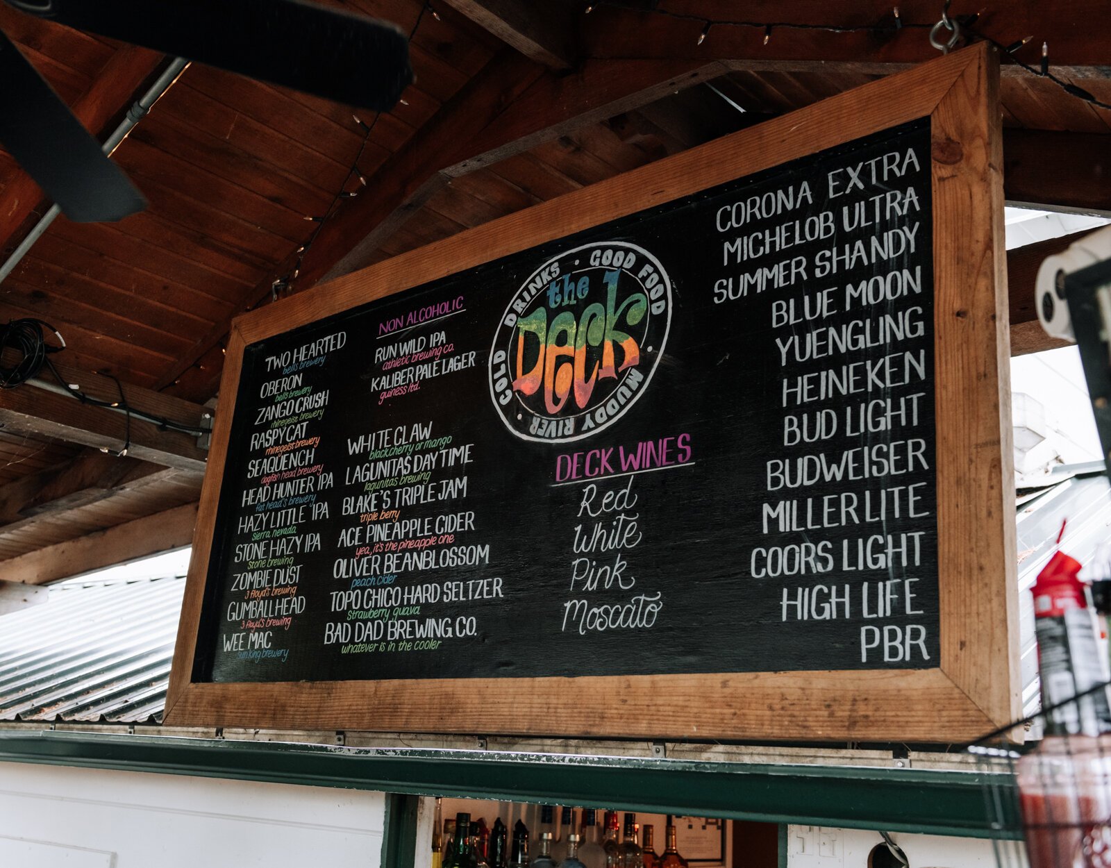 A menu at The Deck, 305 E. Superior.