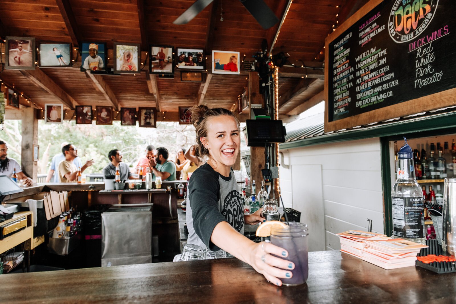 General Manager Dani Reuille, delivers a purple haze drink at The Deck, 305 E. Superior St.