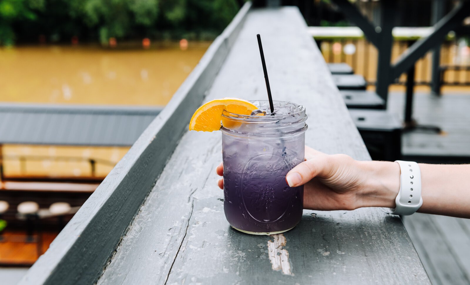 The Purple Haze drink at The Deck, 305 E. Superior.