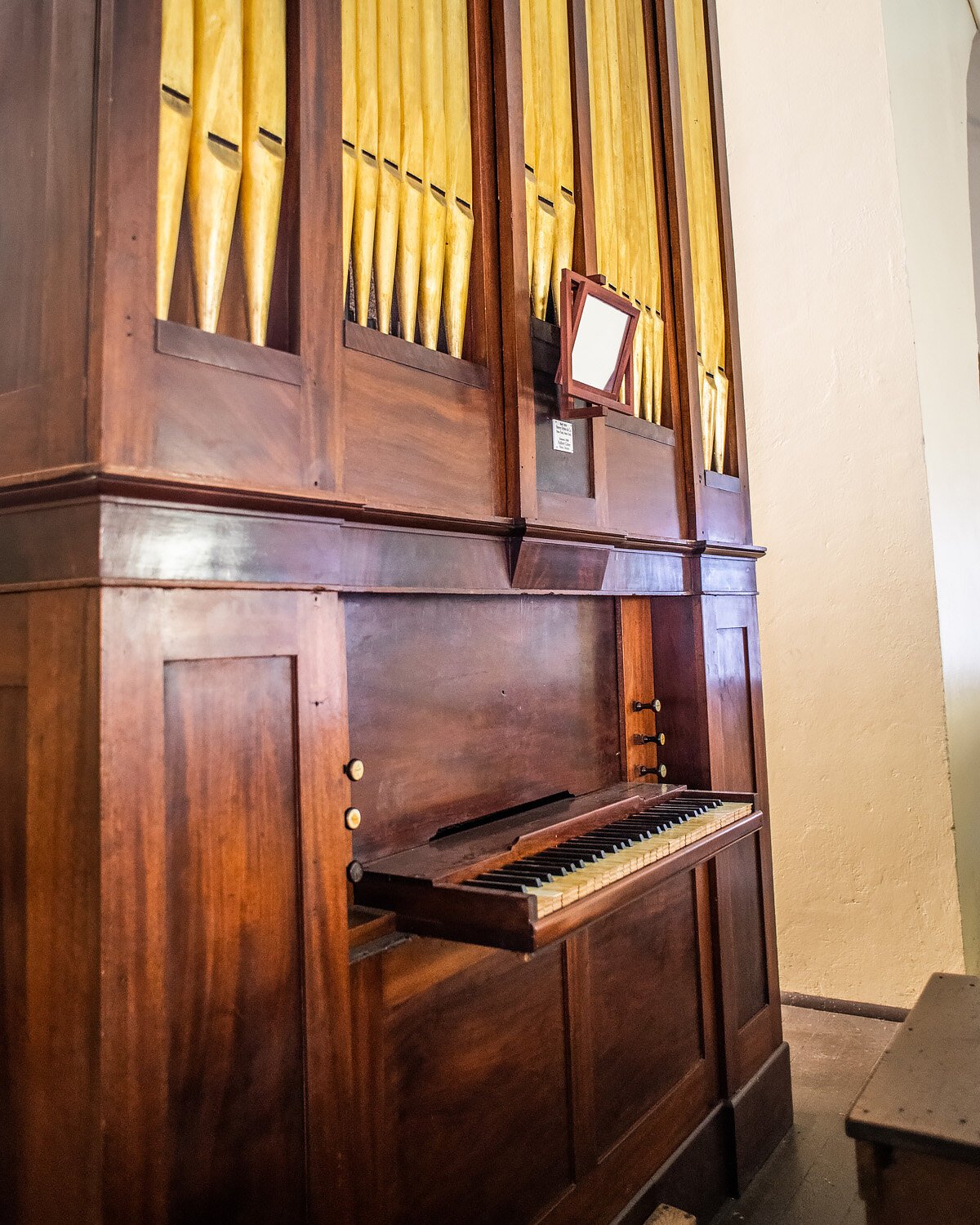 The 1840s organ in St. Patrick's Catholic Church.