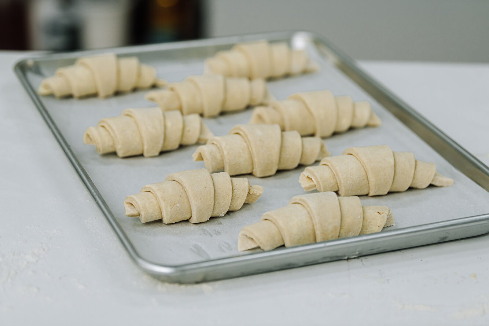 Croissants ready for the oven at Good Bread for All.