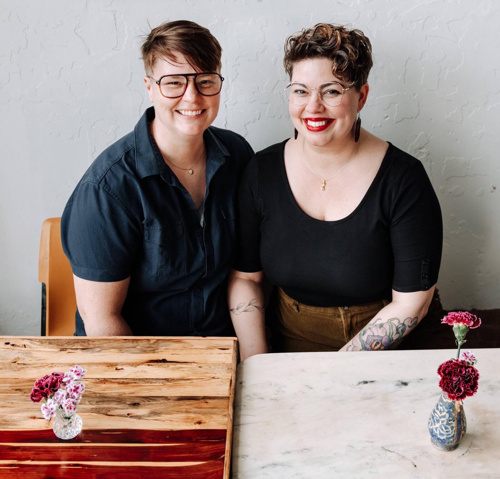 Hilary Hontz, left, and her wife, Sarah Thompson, owner of Good Bread for All at 1016 Broadway, Fort Wayne, IN.