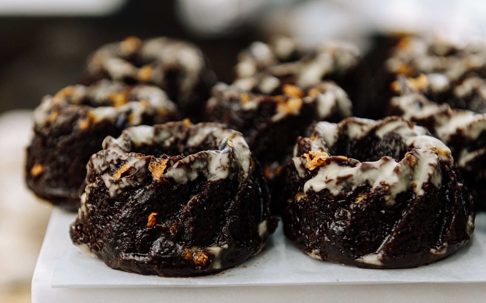 Orange and Lavender Dark Chocolate Mini Bunt Cakes