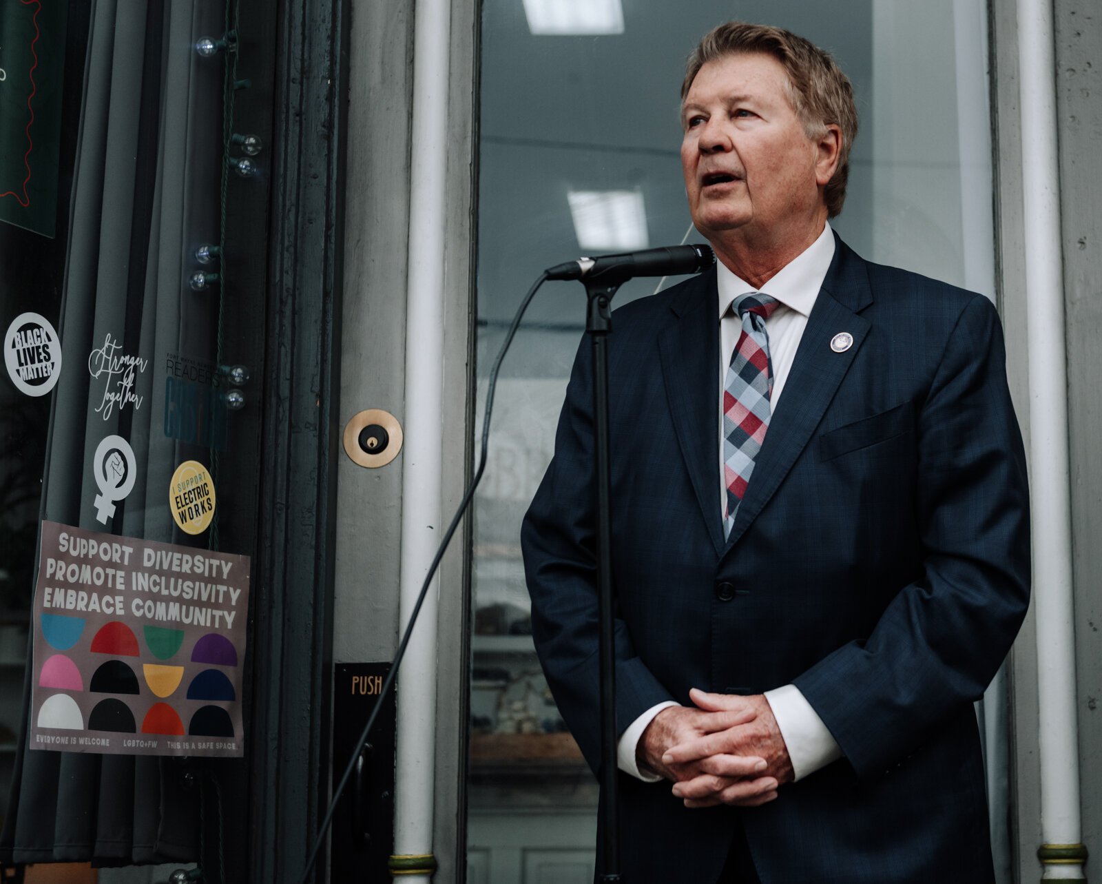 City Councilman Geoff Paddock speaks during the grand opening of Good Bread for All.