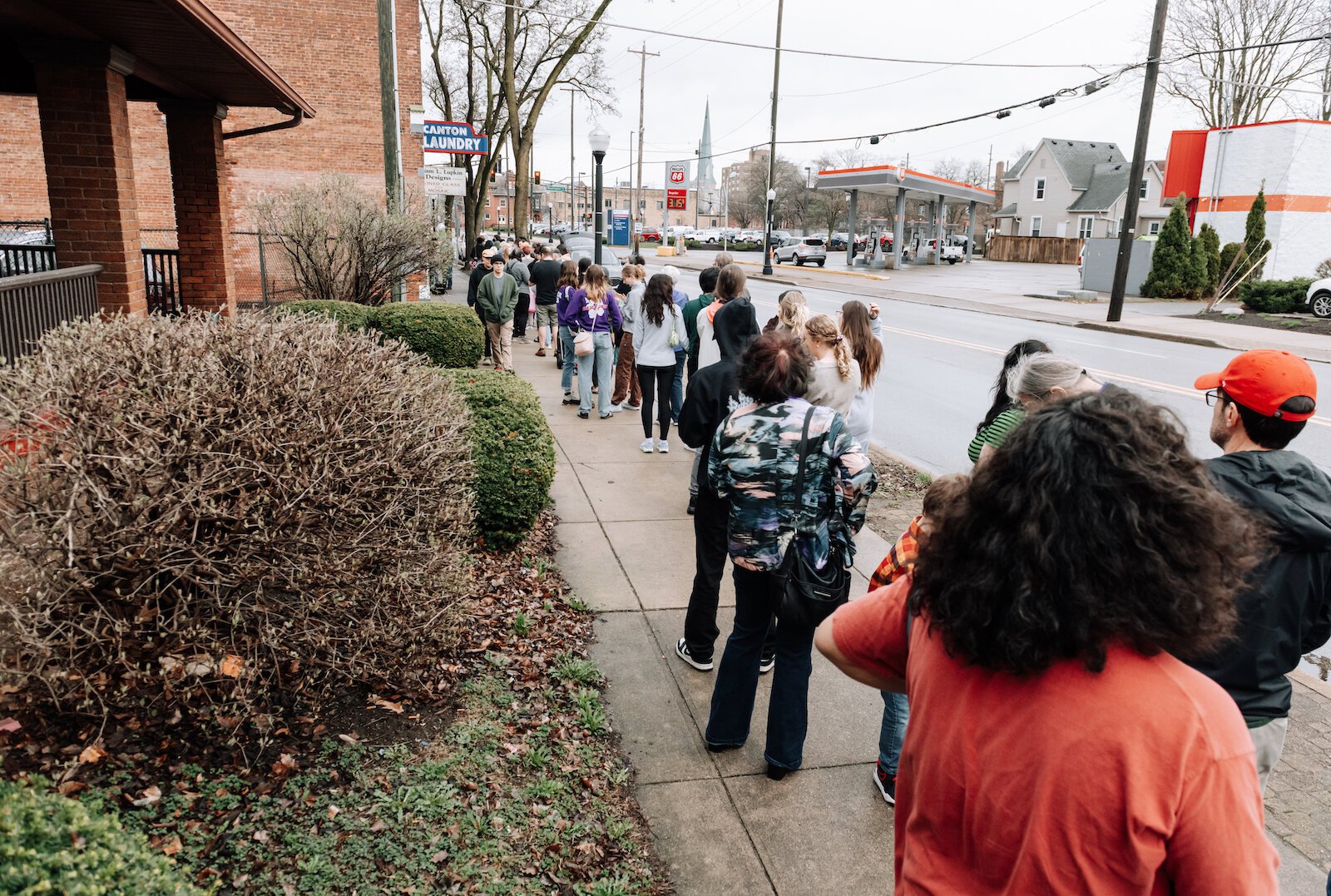 Customers wait in line during the grand opening of Good Bread for All, 1016 Broadway, Fort Wayne, IN.
