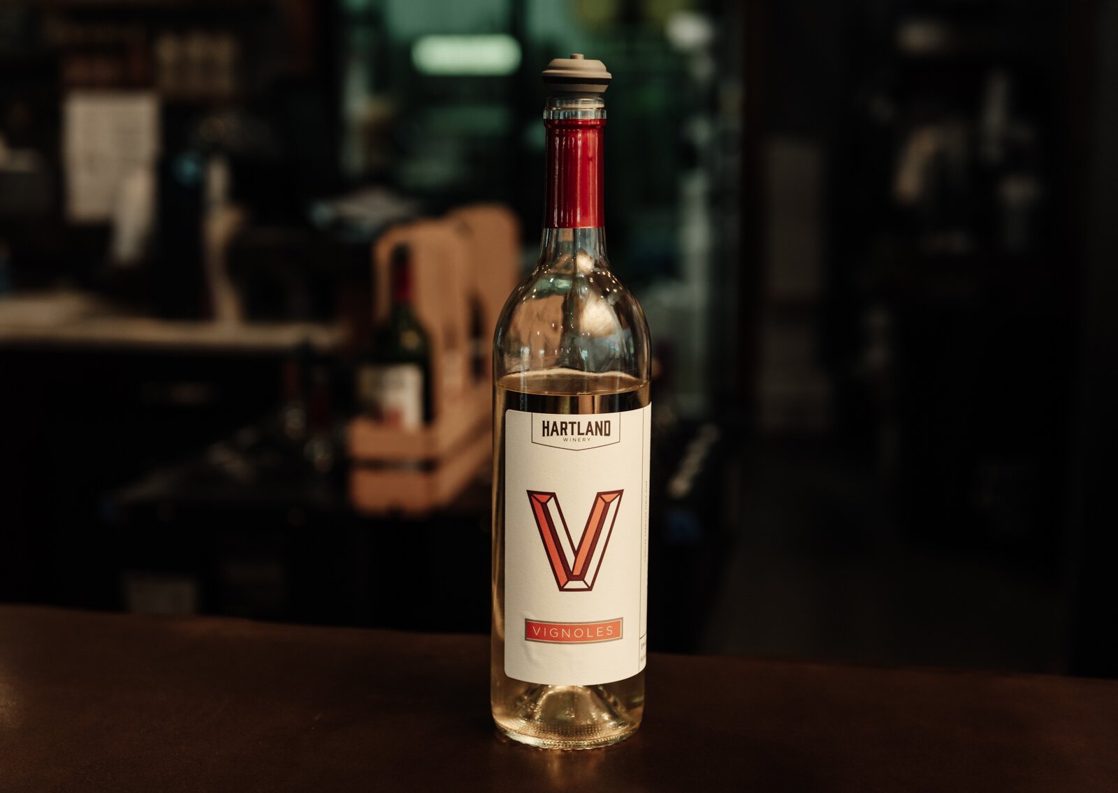 Estate grown Vignoles wine at Hartland Winery.