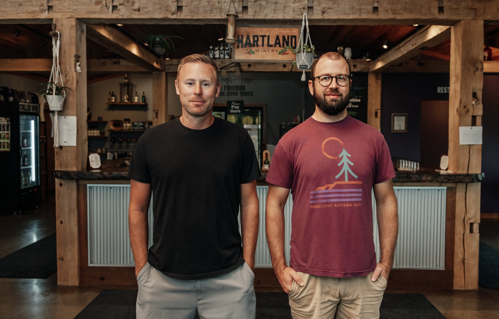 Owner Shane Christ, left, and Winemaker Kirk Etheridge at Hartland Winery in Ashley, IN.