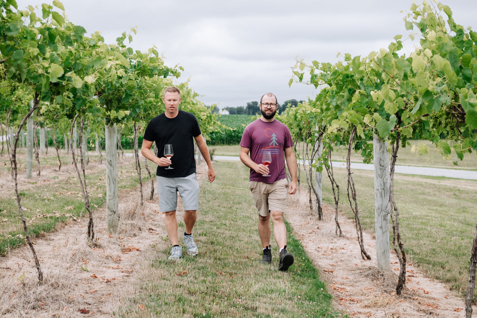 Owner Shane Christ, left, and Winemaker Kirk Etheridge at Hartland Winery in Ashley, IN.