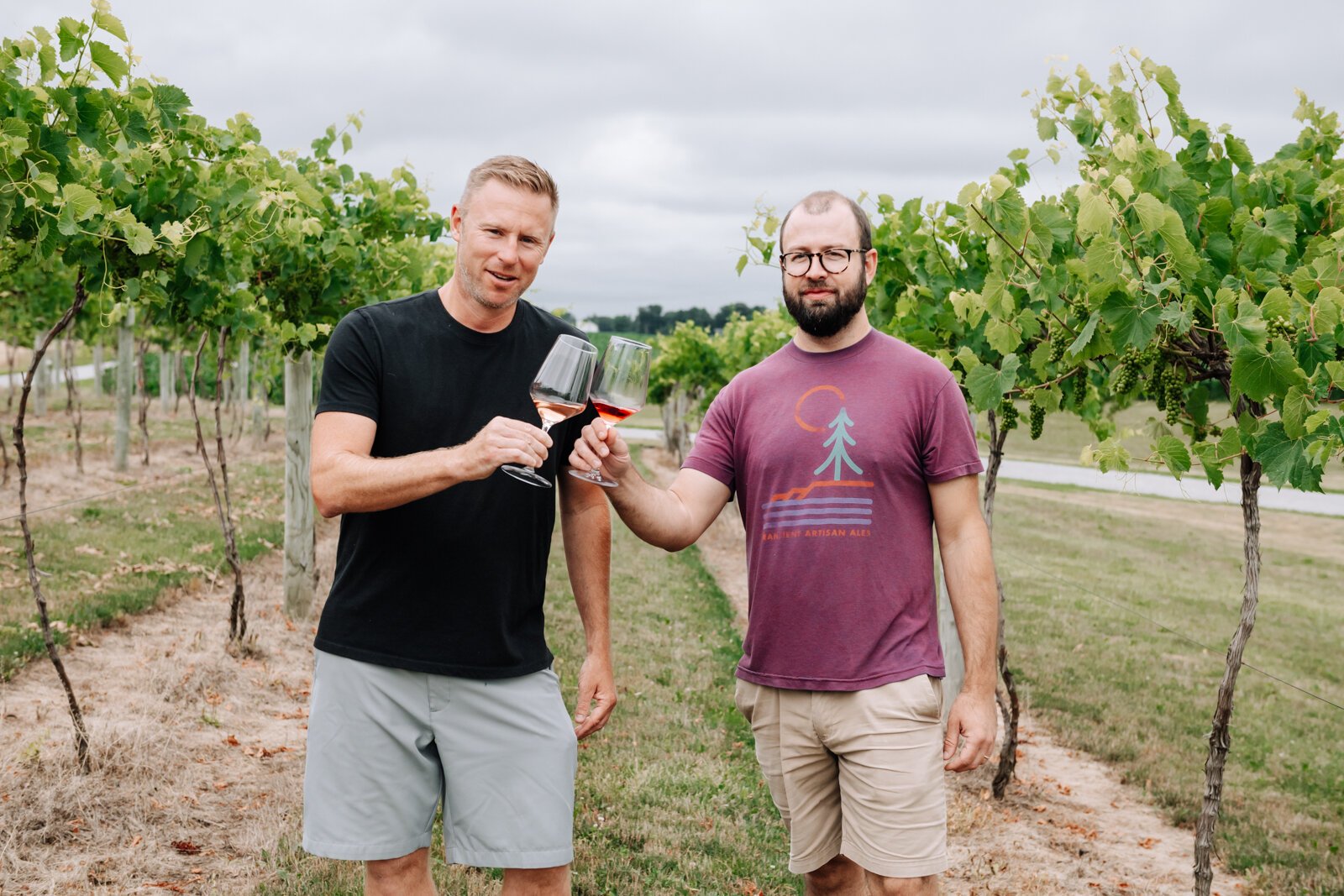 Owner Shane Christ, left, and Winemaker Kirk Etheridge at Hartland Winery in Ashley, IN.