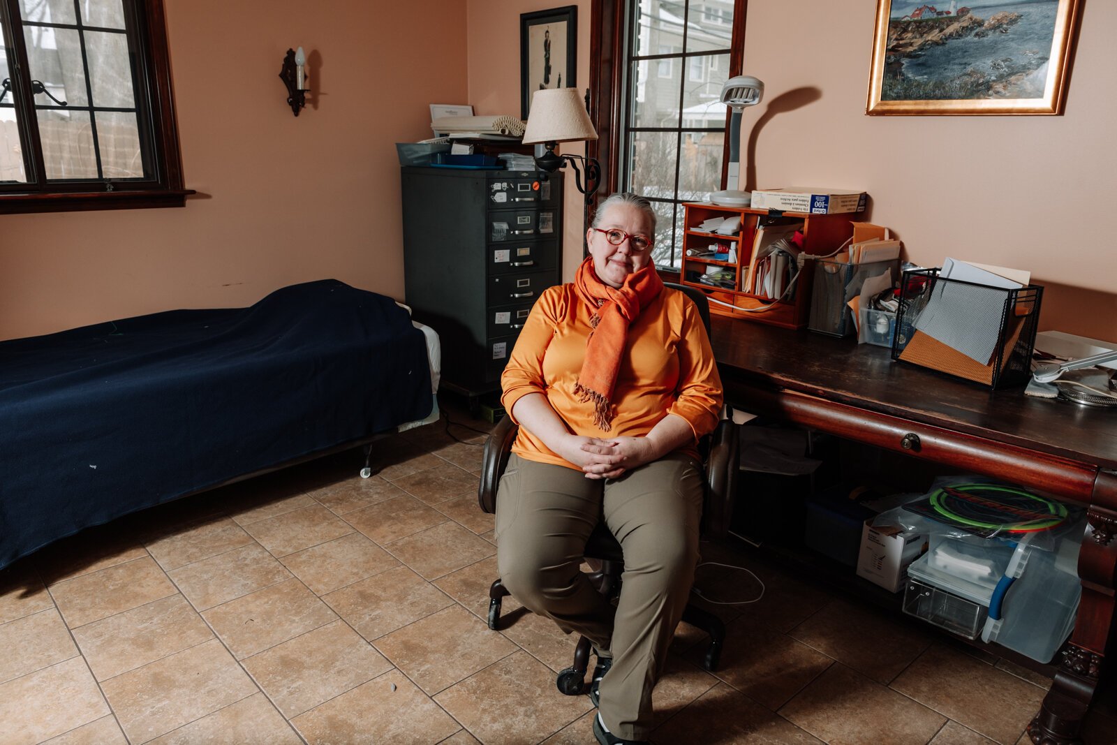 Portrait of Amy Beatty in her accessory dwelling unit that was added on in 2012 to accommodate her mother on Oakdale Dr. in Fort Wayne, IN.