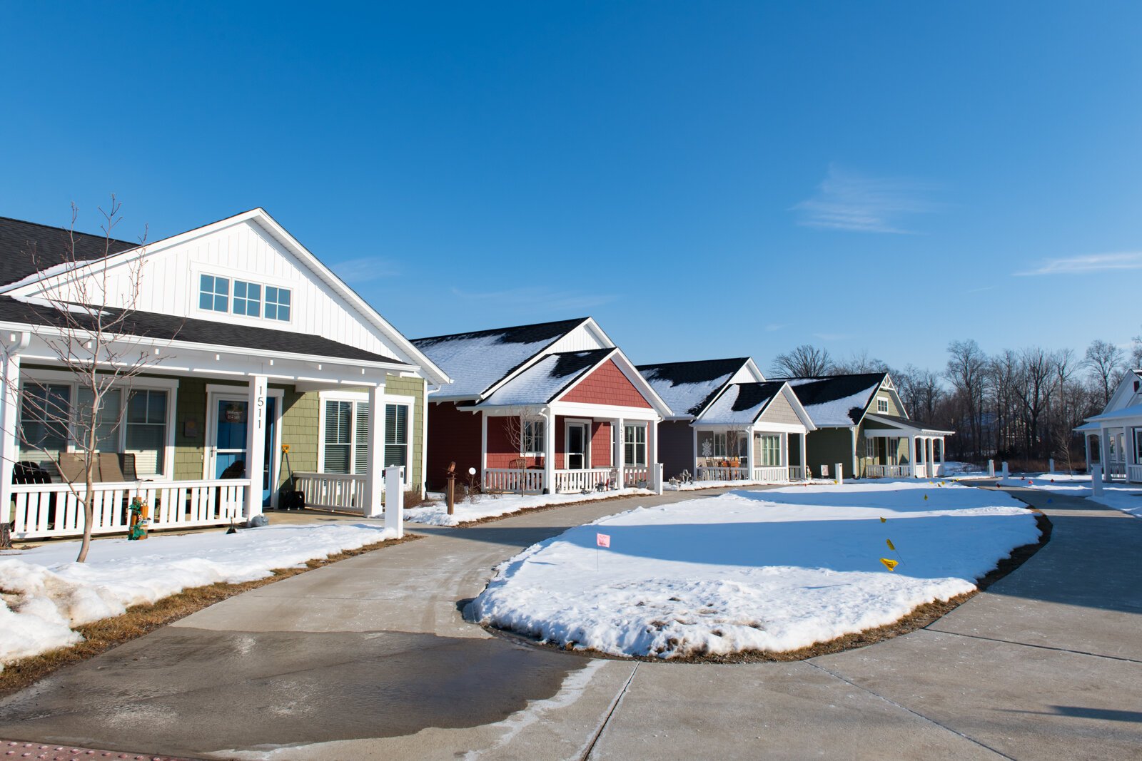Houses in the Piper Trail community from Lutheran Life Villages. Piper Trail is a planned, single-family-home neighborhood for active adults, ages 55+, set within a larger residential neighborhood.