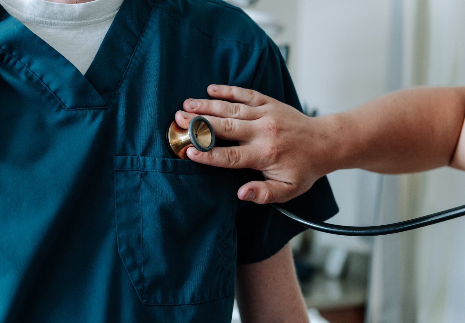 Jayce Colclasure, Student Nurse Apprentice, right, practices an assessment with his mentor Colin Fassold, Registered Nurse at Parkview Regional Medical Center.