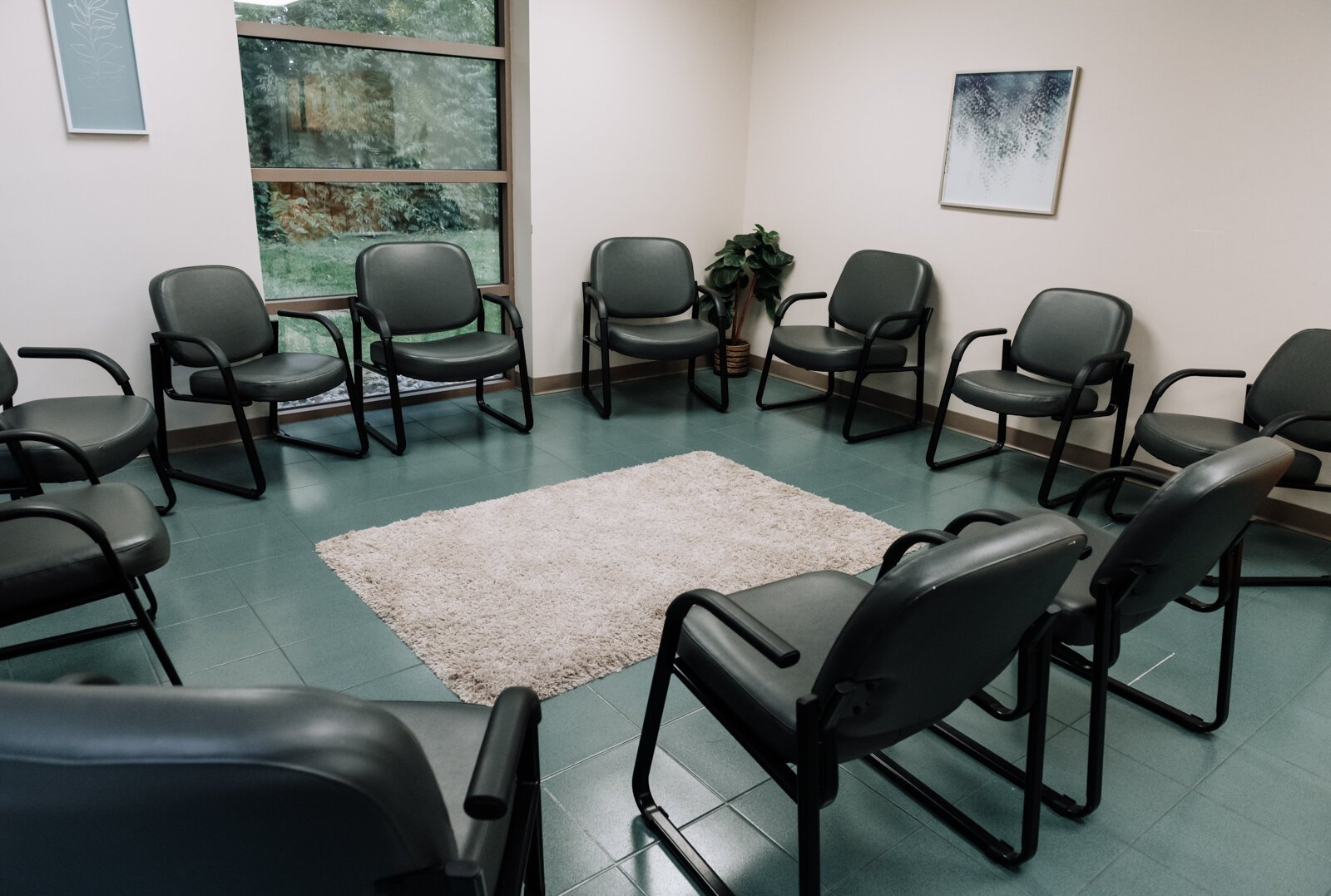 A room is set up for IOP (Intensive Outpatient Program) group sessions at Park Center.