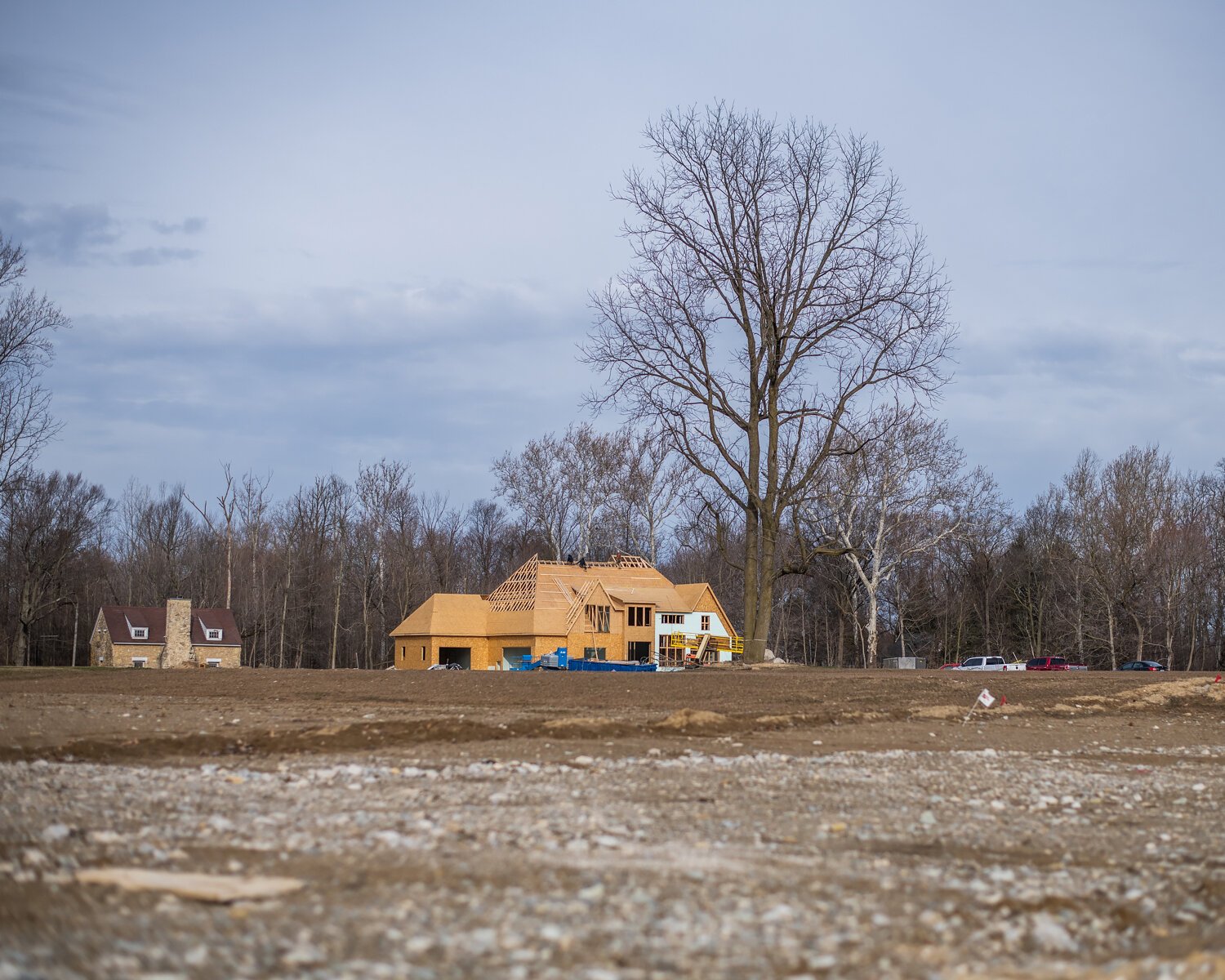 A new house under construction in Kenter Creek.