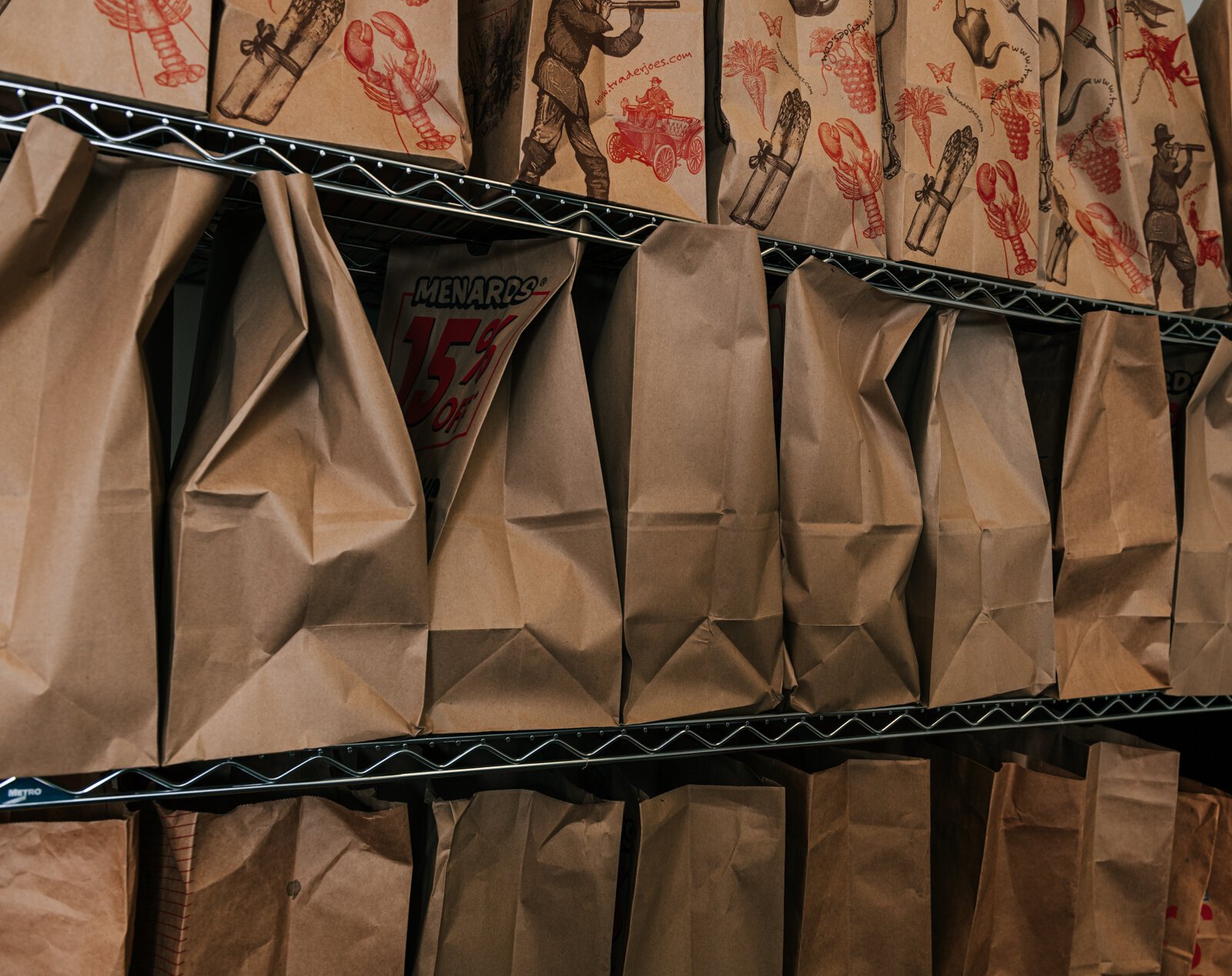 Holiday bags at the foodbank at Wellspring Interfaith Social Services on Broadway St. in Fort Wayne, IN.