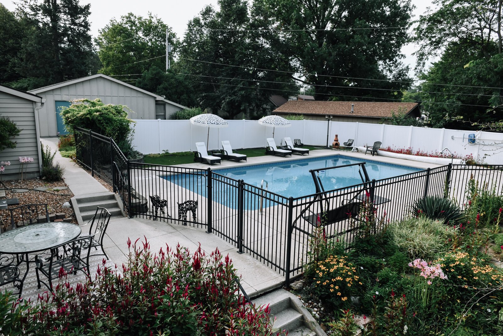 The pool from the view of the master bedroom in the Airbnb owned by Olivia Nelson in Fort Wayne.