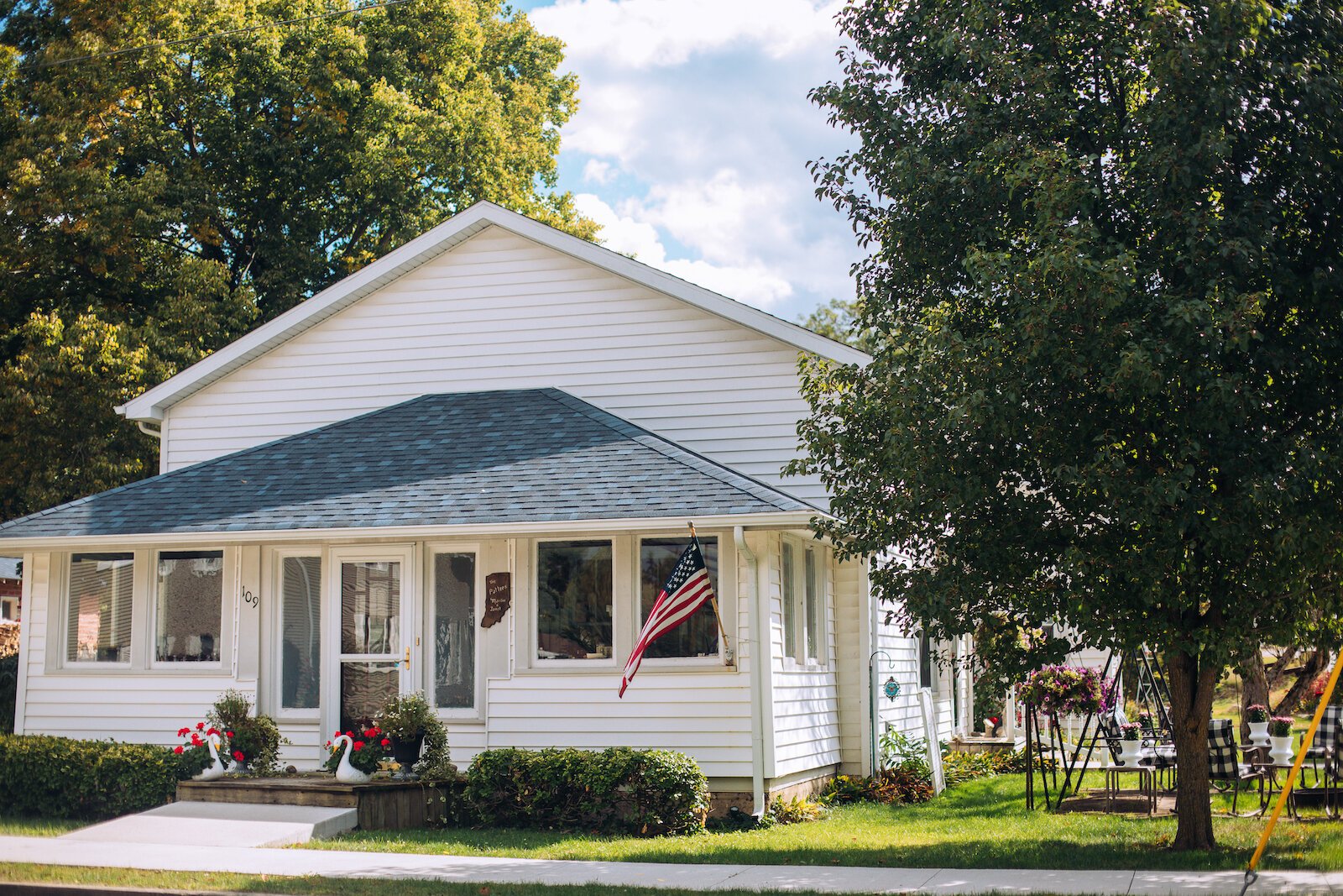 The exterior of the Pattee's home, which was renovated after a fire in 2007..