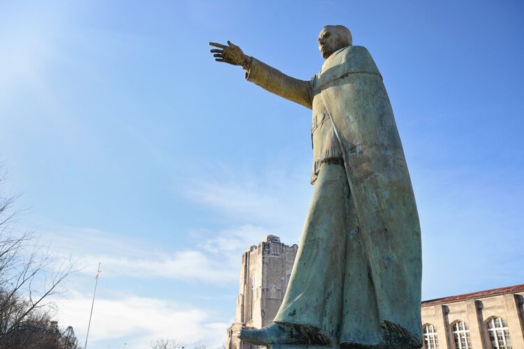 The Jesuit Priest by Hector Garcia (1974) near the Fort Wayne Water Filtration Plant on Spy Run Ave.