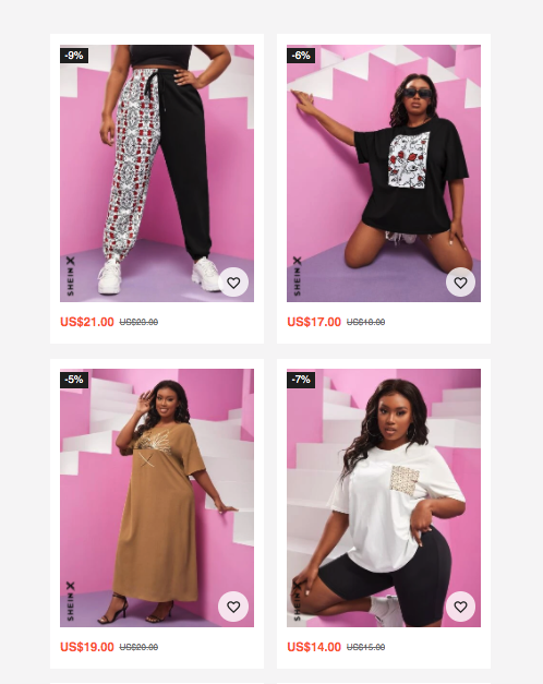 A few of Jola Ariel's pieces available on Shein.com.