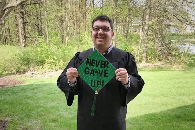 Jonathon Mossburg is the first graduate of the Ivy Tech Achieve Your Degree program.