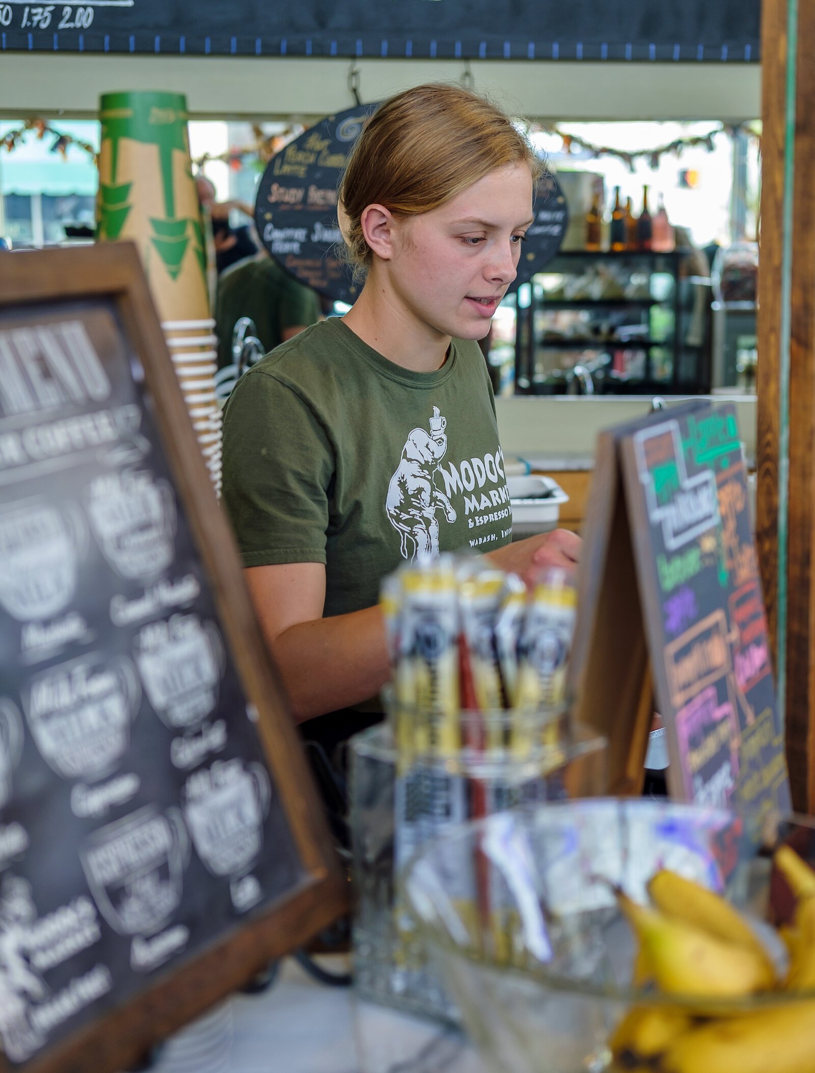 Julia Weeks is a barista at Modoc's Market in Downtown Wabash.