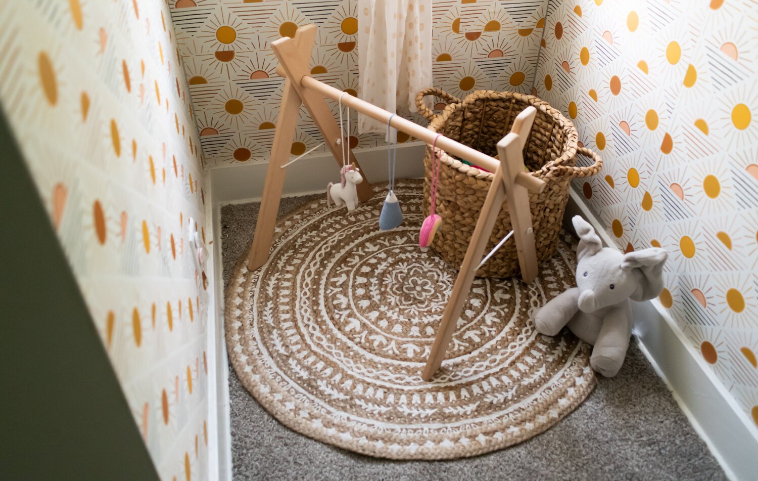 Poppy's room features a nook with peel and stick wallpaper.
