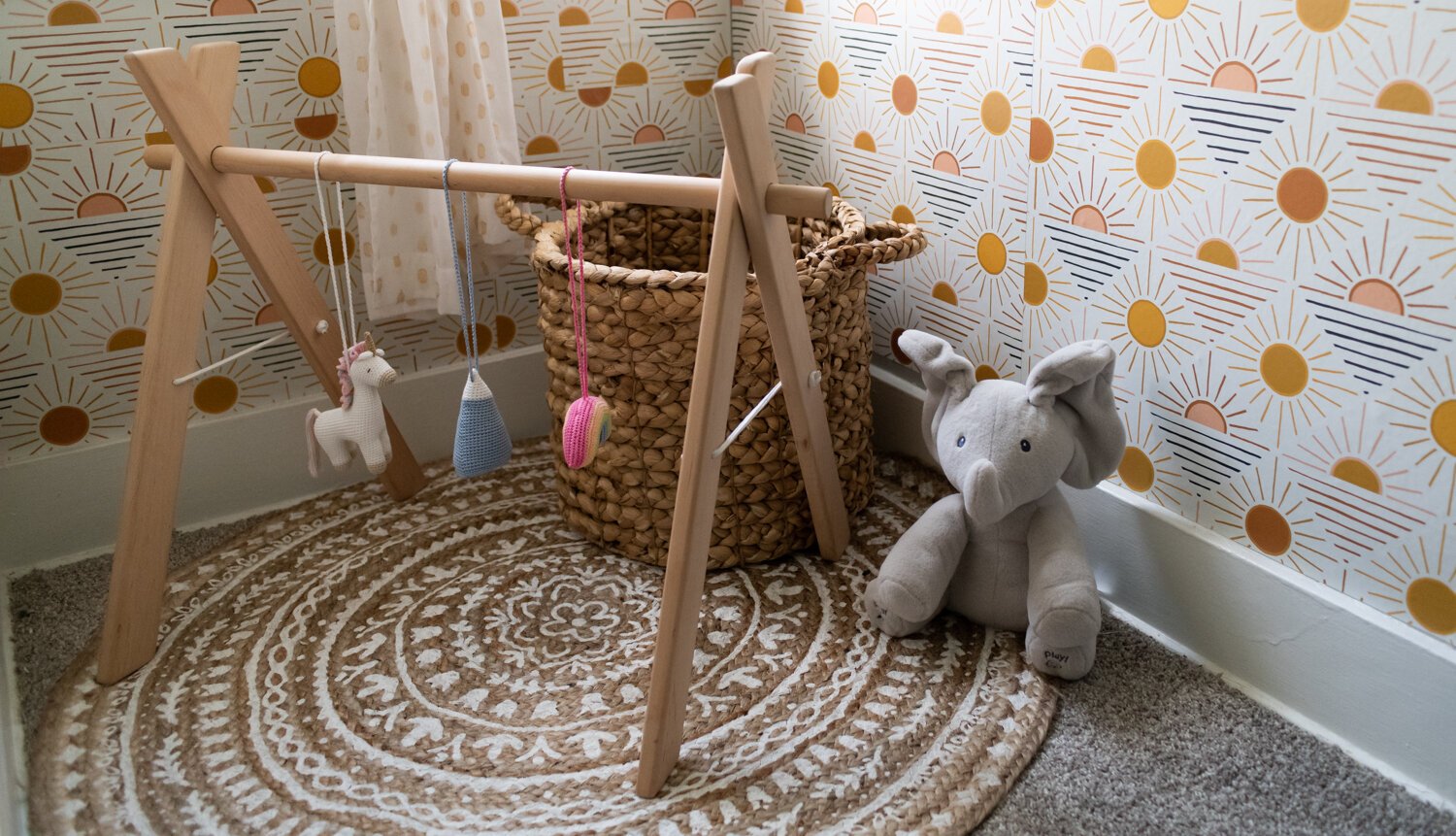 Poppy's room features a nook with peel and stick wallpaper.