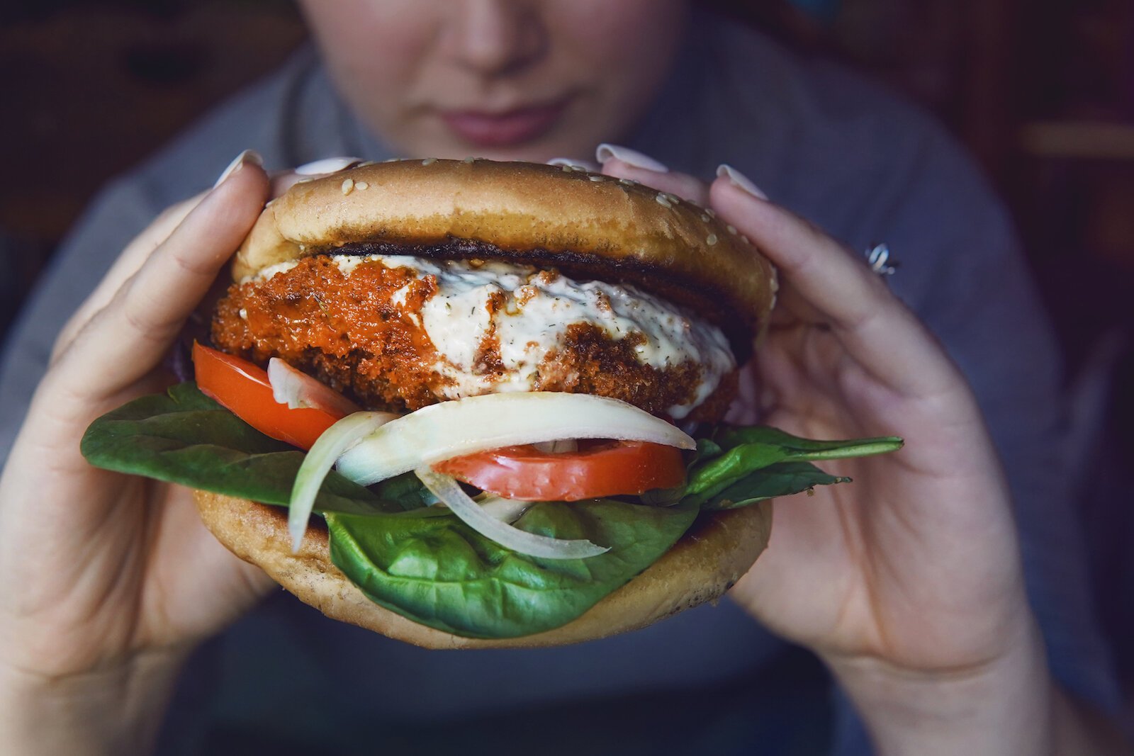 A Buffalo Chicken Burger by Kitchen 17.