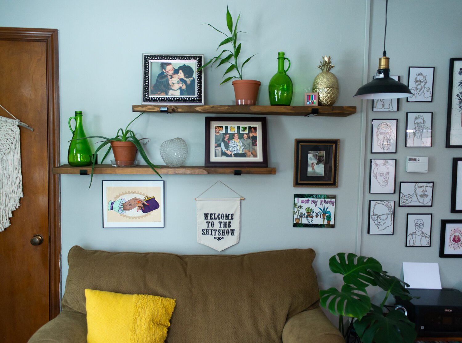 Floating shelves are a feature at the home of Katie Jo and Tobi Newson.